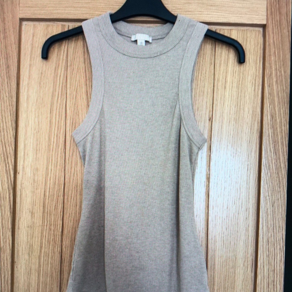 Sleeveless Beige Ribbed Top